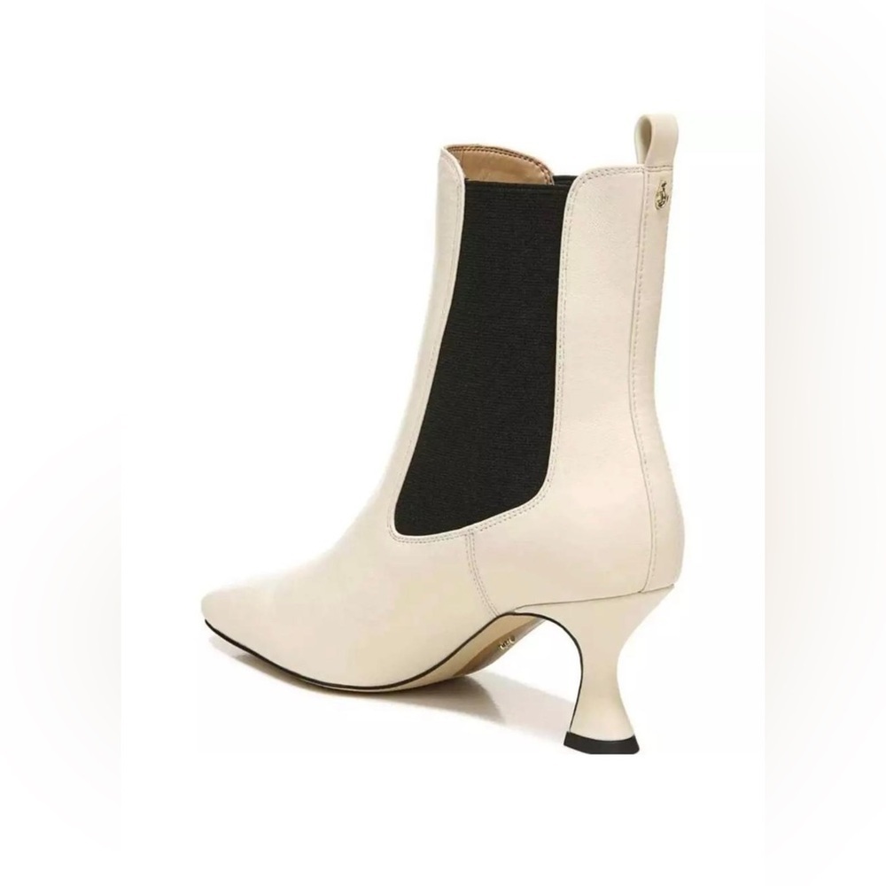 Sam Edelman Lani Kitten Heel Leather Ankle Boots in Ivory - NWT - Picture 3 of 12
